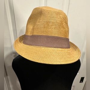 Sun-Kissed Tan Woven Fedora Hat with Mauve Band